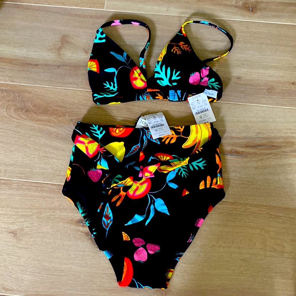 Jcrew high waist two-piece bathing suit